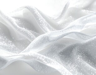 Delicate white fabric with subtle silver sparkle