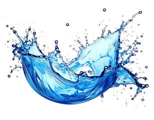 A vibrant blue water splash against a white background