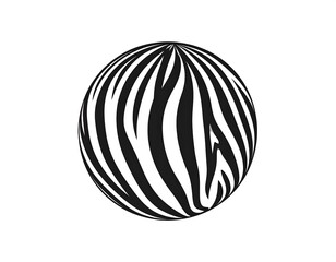 Zebra-patterned sphere graphic