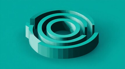 Abstract 3D Teal Segmented Circular Labyrinth Design