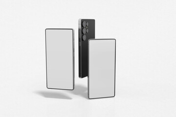 Floating Smartphone Mockup on white background Isolated Device Scene for Mobile App Interface, UI/UX Portfolio, and Creative Branding Projects