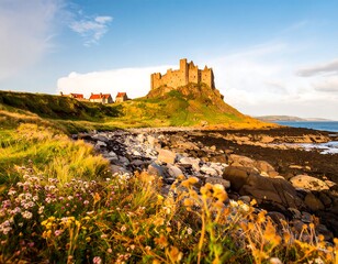 Coastal castle at sunset