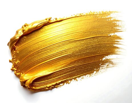Gold paint stroke on white background (3)