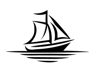 sailing ship logo icon, vector illustration	

