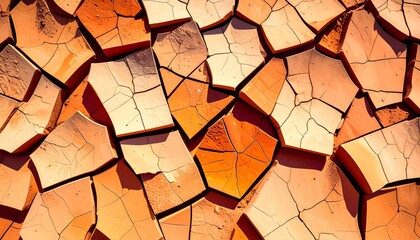 Dried, cracked earth, terracotta-colored
