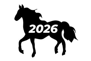Black horse with 2026. New Year's Card Template