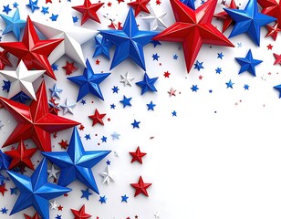 Patriotic stars in red, white, and blue on a white background