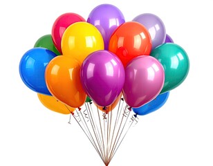 Colorful bunch of glossy balloons tied together