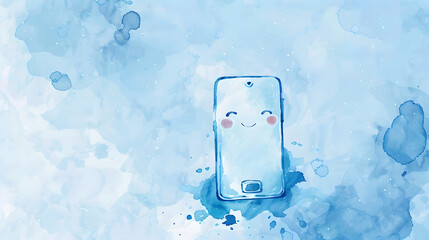 watercolor painting kawaii cute smartphone