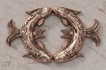 Ornate Decorative Fish Sculpture in Elegant Rose Gold Finish