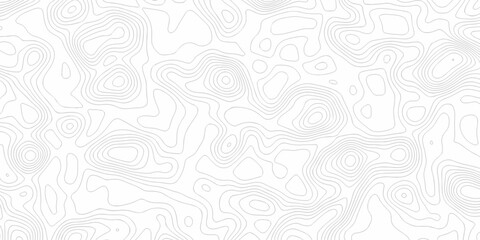 Minimal white line geometric grid outline curve counter map and wavy topography relief discovery area white, black line texture background.	