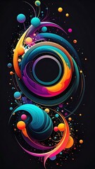 Fototapeta premium Abstract swirling design with vibrant colors and spheres