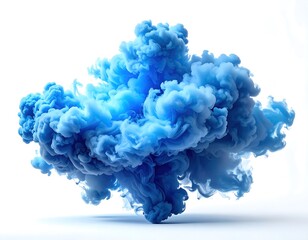 Abstract cloud of vibrant blue ink in mid-air