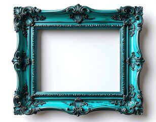 Teal ornate picture frame