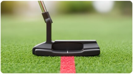 Precision Golf Putter Stroke Executing a Flawless Ball Placement on the Pristine Green Surface for Optimal Performance.