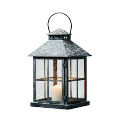 Obraz premium Rustic lantern with glowing candle.