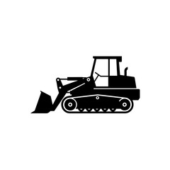 Naklejka premium Simple Silhouette of a Construction Tractor with Detailed Tracks