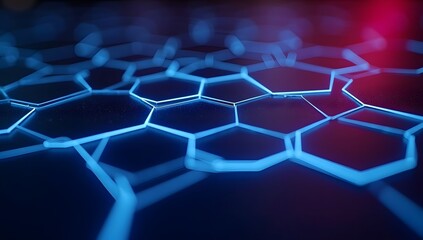 Obraz premium Neon futuristic glowing hexagon surface digital abstract AI illustration wallpapers for cyber technology inspired modern design 