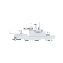 Fototapeta premium Stylized Gray Research Vessel with Cranes and Detailed Superstructure Illustration