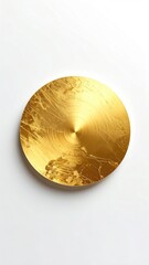 Golden circular disc with swirling marbled pattern