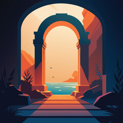 coral arch lit by sunlight underwater  (1).eps