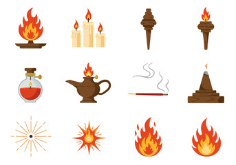 A collection of flame illustrations