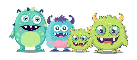 cute monsters isolated on white background , Happy Halloween celebration , vector illustration.