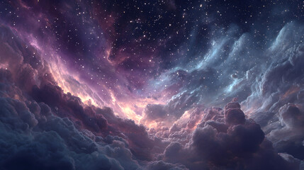 Fototapeta premium Exploring Colorful Nebula Cloud with Stars in Deep Outer Space