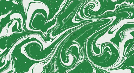Green and white swirling abstract art background with organic marbled texture