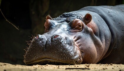 Close-up hippopotamus resting