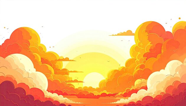 Sunrise through vibrant orange clouds