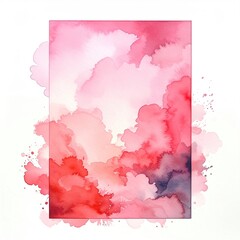 Obraz premium Abstract watercolor painting, soft pink and red hues within a framed composition