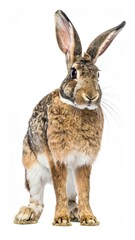 Obraz premium Brown and white rabbit, alert pose