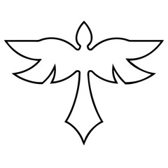 3d icon of stylized outline of a bird logo in flight