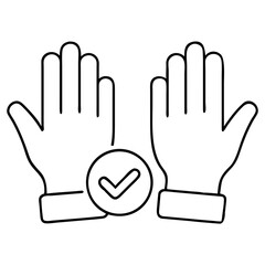 3d icon of outline icon of two open hands with a checkmark inside a circle between them