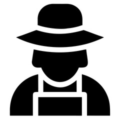 3d icon of silhouette icon of a person wearing a widebrimmed hat and an apron, representing a gardener or artisan