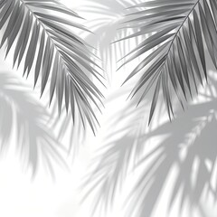 Obraz premium Gray palm leaves with dramatic shadows on a white background