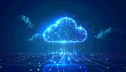 Illustration of a digital vision with a cloud of cloud data