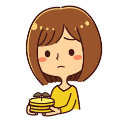 資産運用する女性　失敗　イラスト素材