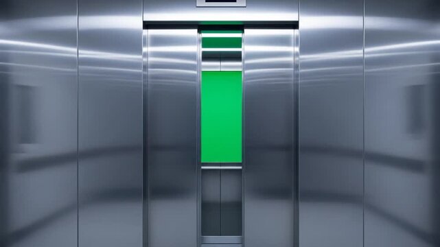 Elevator doors opening and closing in a modern building interior.