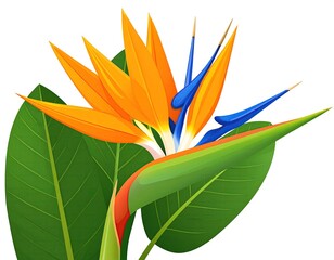 Vibrant bird of paradise flower with lush leaves