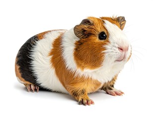 Side view of a tri-colored guinea pig