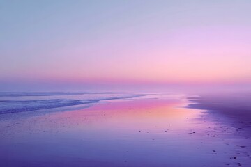 Obraz premium Serene Seashore Dreamscape: The gentle tide kisses the shore, reflecting the sky's soft hues in a mesmerizing dance of color. This tranquil scene evokes a sense of peace and endless possibility.