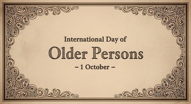International day of older persons with vintage frame and october 1st date
