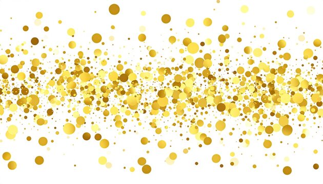 Gold confetti circles on white background