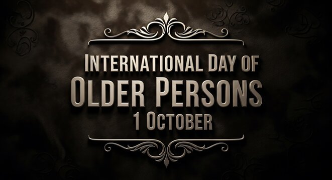 International day of older persons text with decorative frame on dark background