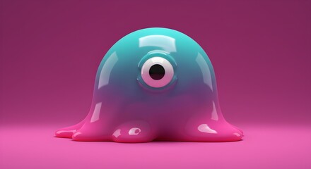 Fototapeta premium Cartoon creature illustration with vibrant colors and playful design