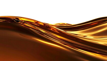 Abstract golden liquid wave with highlights and reflections, representing fluid dynamics and glossy textures