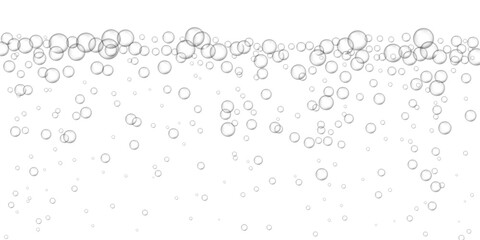 Vector fizz effect illustration. Soda bubbles background with transparency. Carbonated drink realistic texture