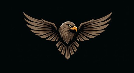 Majestic eagle with extended wings against a black background